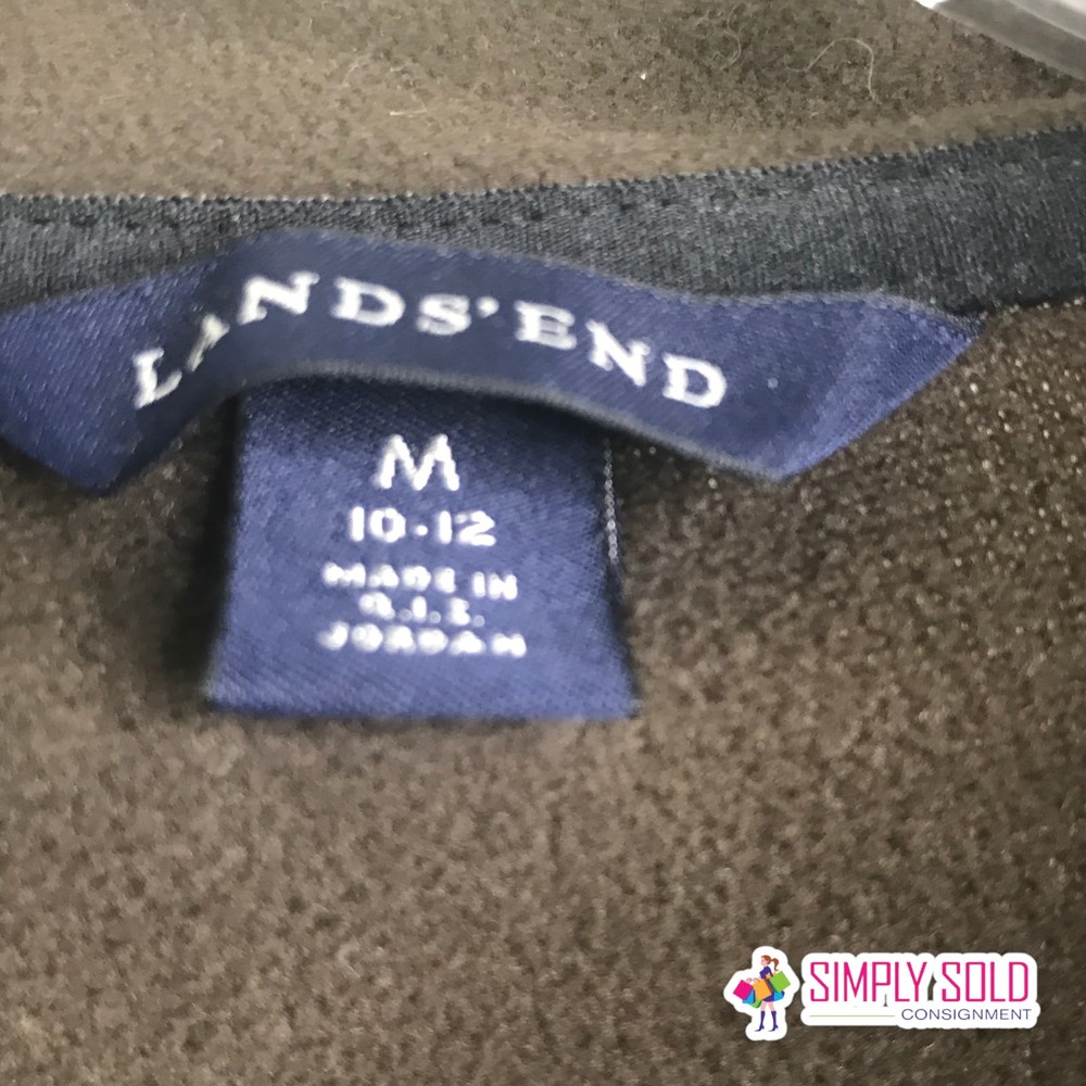 Lands' End Women's Fleece Jacket Therma Check Warm Quarter‎ Zip Brown Pullover M - Picture 6 of 8